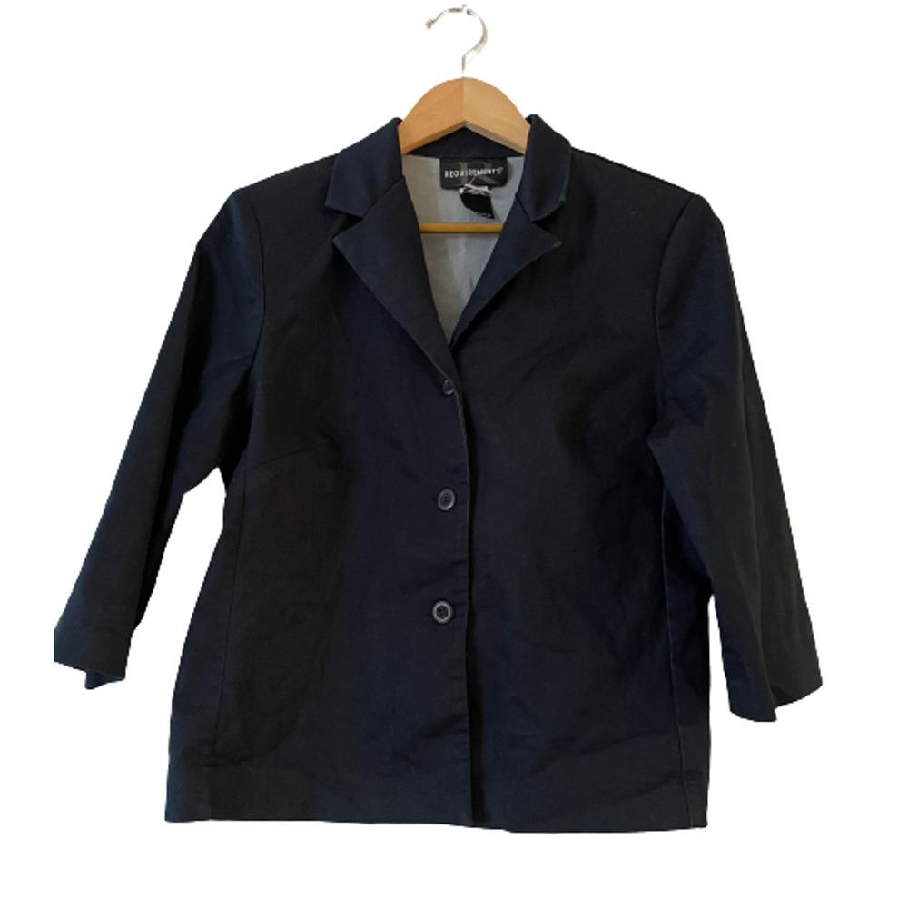 Requirements Womens Size 10‎ Stretch Three-Button Blazer Jacket 3/4 Sleeve Blue